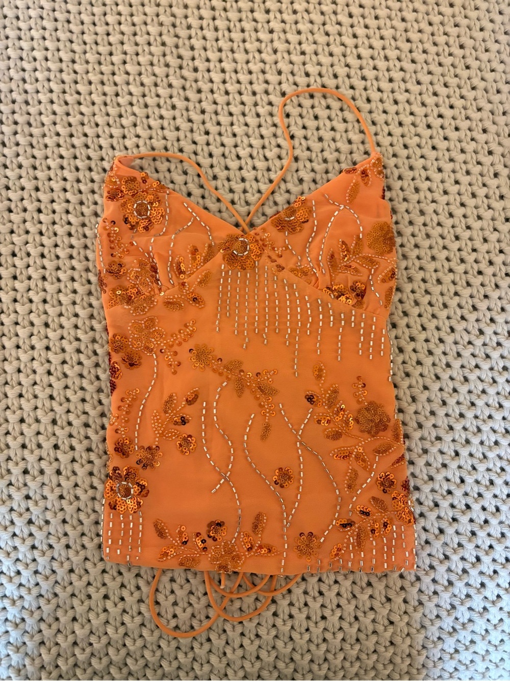 SHEIN orange sparkly tank top